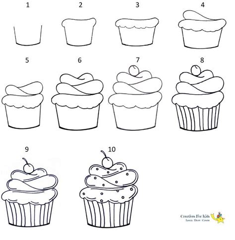 How to Draw a Cupcake? - Step-by-Step Tutorial #cupcake | Dibujo de magdalenas, Arte de ...