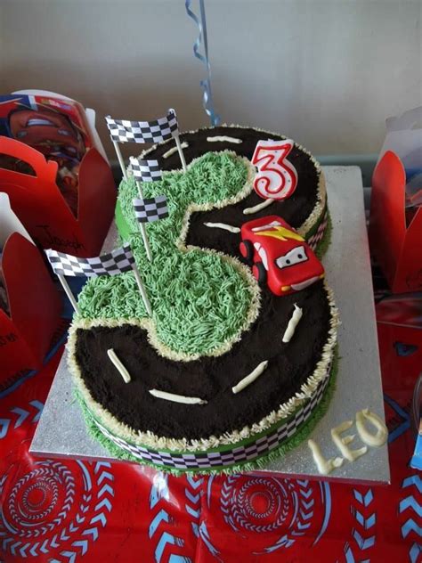 Cars Themed Lightning McQueen Race Track Birthday Cake