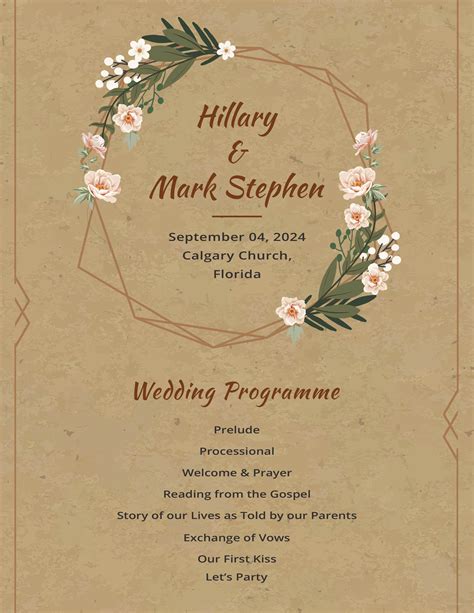 Rustic Wedding Program Template in Adobe Photoshop, Illustrator, Microsoft Word, Publisher ...