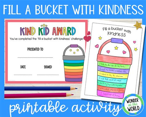 Kindness Activity for Kids Fill a Bucket With Kindness UK and US Versions School Printables ...