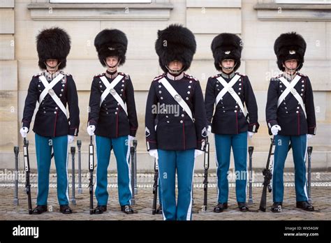 Danish Royal Life Guards at the Amalienborg Palace in Copenhagen ...