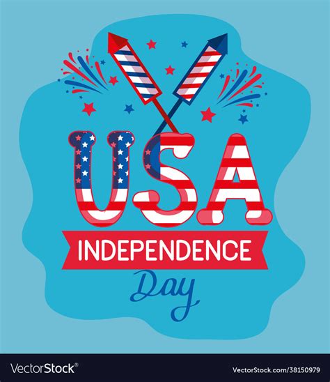 Independence day with fireworks Royalty Free Vector Image