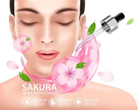 Premium Vector | Realistic illustration cosmetic with ingredients sakura cherry blossoms ...