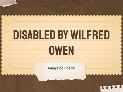 Disabled Poem Analysis | Teaching Resources