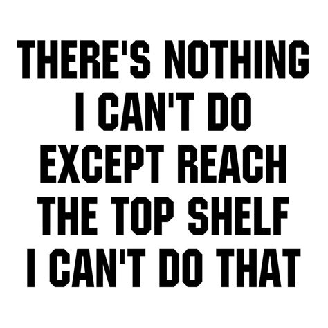 there's Nothing I Can't Do Except Reach The Top Shelf i can't do that ...