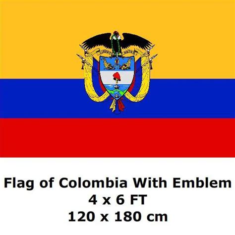 Colombia With Emblem 120 x 180 cm Flag 4X6FT 100D Polyester Colombian Flags And Banners National ...