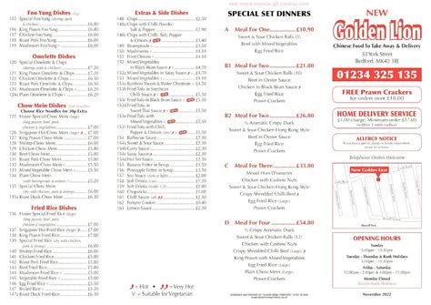 Online Menu of Golden Lion Restaurant, Bedford, United Kingdom, MK40 3RJ - Zmenu