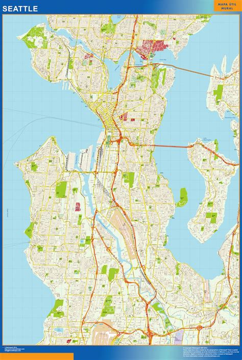 seattle wall map | Vector World Maps