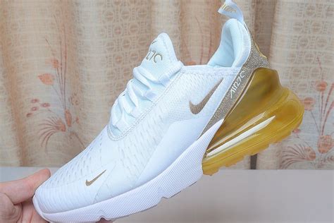 Nike Air Max 270 White Gold Glitter Swoosh