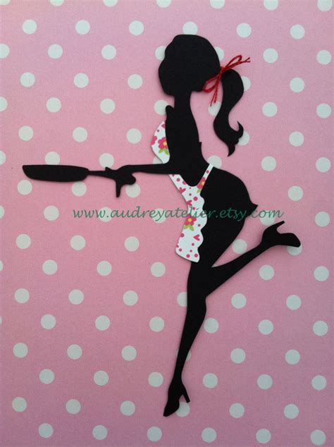 Silhouette Art Sassy Girl in the Kitchen - Etsy