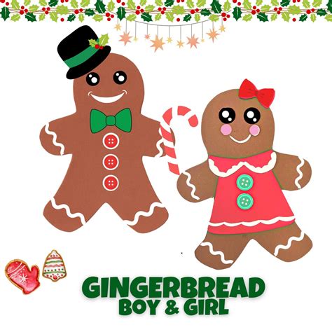 Gingerbread Boy and Girl Craft Printable Templates Winter - Etsy