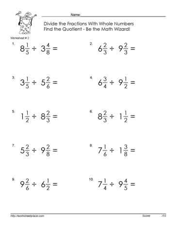 Divide Mixed Number Fractions-2 Worksheets