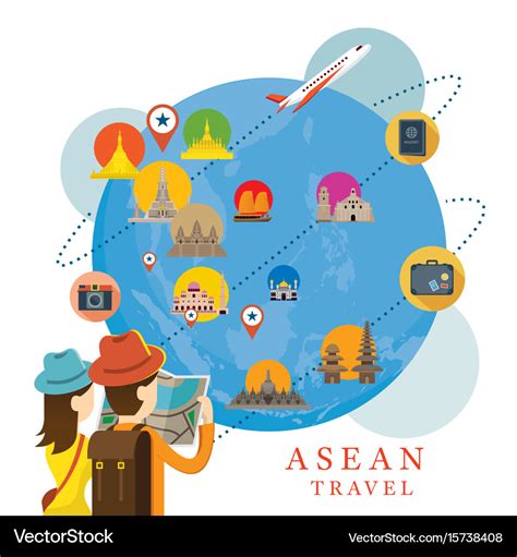 Traveller with globe and southeast asia map Vector Image