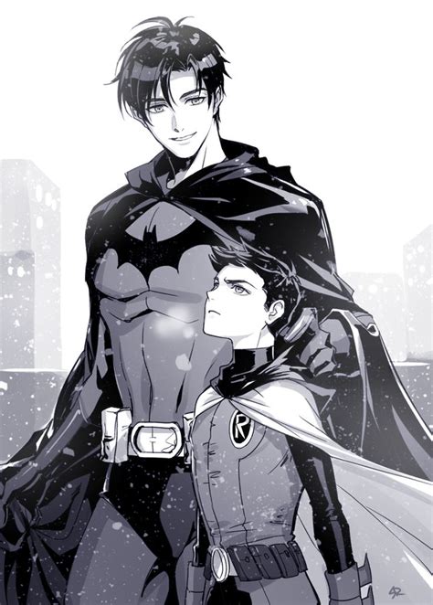 Dick Grayson and Damian Wayne. This artist does a lot of pics of Grayson and they're all ...