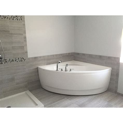 Olivia 55 Inch Acrylic Corner Bathtub - White | Bathroom tub shower combo, Bathroom tub shower ...