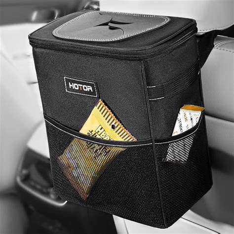 Amazon Lowest Price: HOTOR Car Trash Can with Lid and Storage Pockets ...