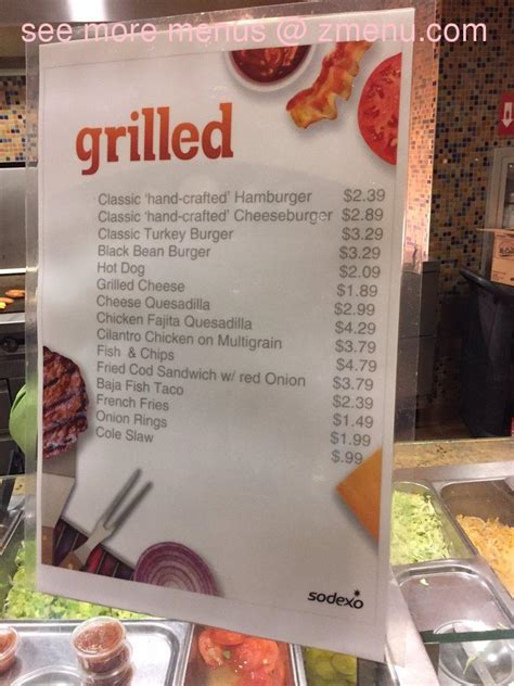 Menu at Huntington Memorial Hospital Cafeteria, Pasadena