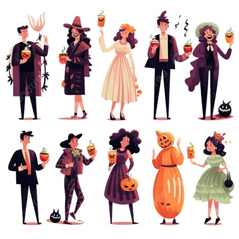 Halloween Party Guests Semi Flat Color Vector Characters, Cartoon People, Character Illustration ...