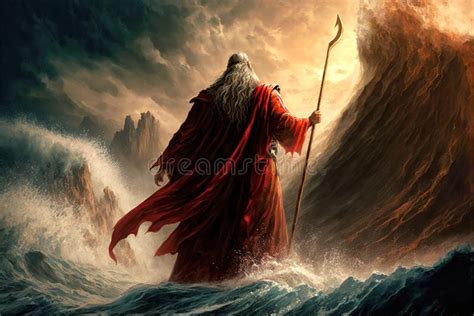 Moses Parting the Red Sea - AI Generative Stock Illustration - Illustration of parted, nature ...