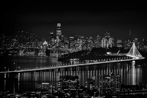 San Francisco Oakland Bay Bridge at Night Photograph by Scott Wyatt - Pixels