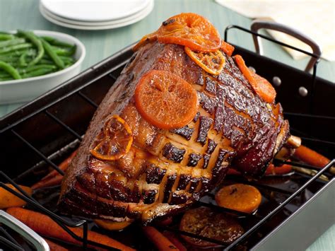 Tangerine-Glazed Easter Ham With Baby Carrots | Recipe | Food network ...