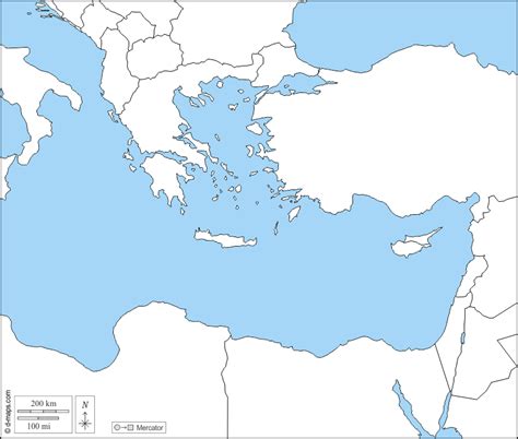 Eastern Mediterranean Sea free map, free blank map, free outline map ...