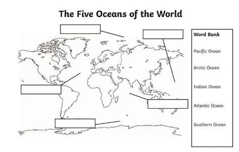 5 Oceans of the World worksheet | Oceans of the world, Continents and ...