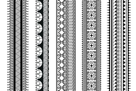 Set of maori polynesian tattoo bracelets border. Tribal sleeve seamless pattern vector. 28176941 ...