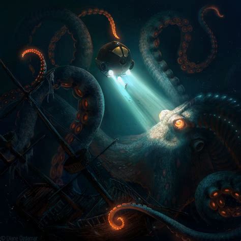 Say hello to the Kraken by Diane Özdamar | Fantasy | 2D | Kraken art illustrations, Kraken art ...