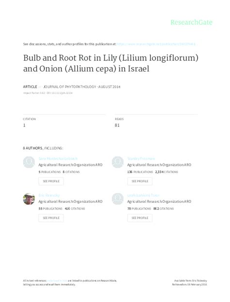 (PDF) Bulb and root rot in lily (Lilium longiflorum) and onion (Allium cepa) in Israel | Stanley ...