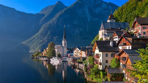 Desktop Wallpapers Hallstatt Austria Mountains Lake Coast 2560x1440