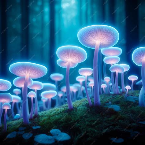 Premium AI Image | Beautiful Bioluminescent Mushrooms with the power to ...