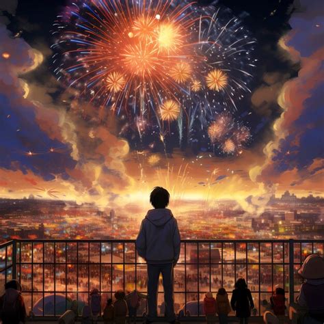 Free AI Image | Anime style character with fireworks