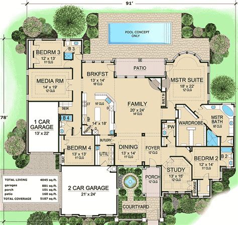 French Country Estate with Courtyard - 36180TX | Architectural Designs - House Plans