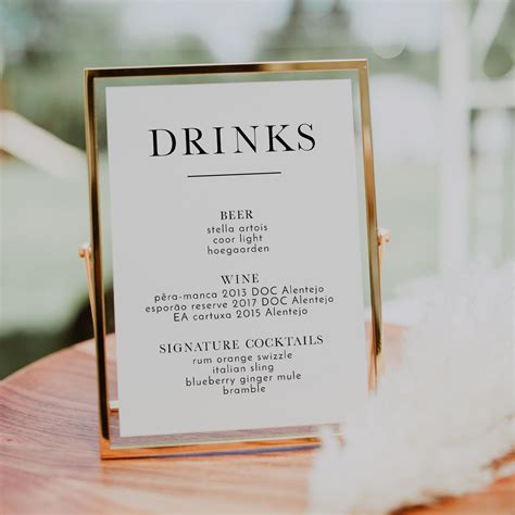 Wedding Drink Menu, Wedding Signature Drinks, Signature Cocktail, Wedding Signage, Wedding ...