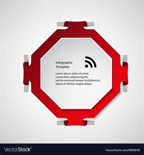 Infographic template with red octagon shape Vector Image