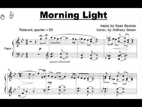 "Morning Light" Piano Sheet Music by Sean Beeson - Relaxing, Calm Piano ...