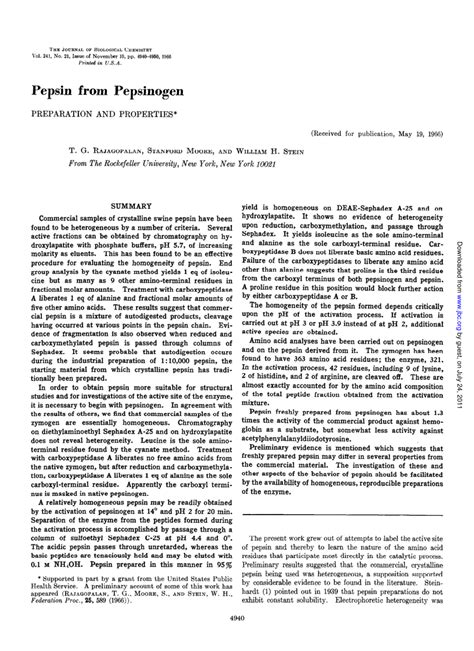 (PDF) Pepsin from Pepsinogen