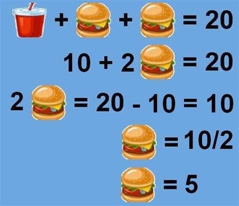 Math Riddles With Answers: Can You Find The Value of Burger, Fries ...