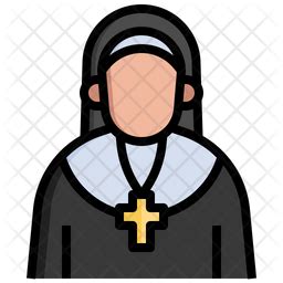 Nun Icon - Download in Colored Outline Style