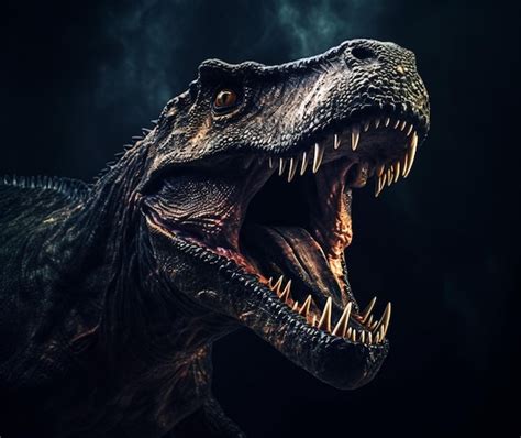 Premium AI Image | Photo dark illustration with tyrannosaurus rex open