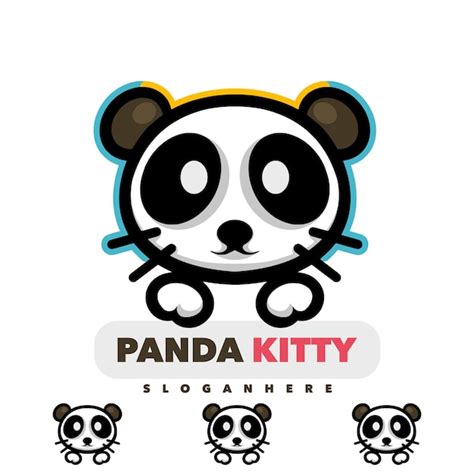 Premium Vector | Cute panda kitty logo template