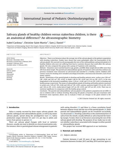 (PDF) Salivary glands of healthy children versus Sialorrhea children ...