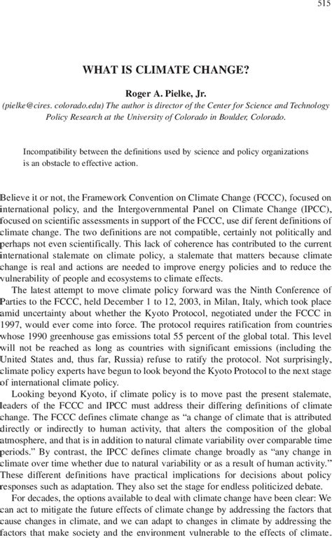 What is Climate Change? - Roger A. Pielke, 2004