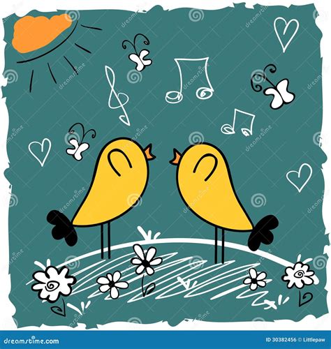 Two Cute Birds Singing Royalty Free Stock Image - Image: 30382456