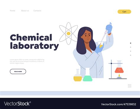 Chemical laboratory landing page design template Vector Image