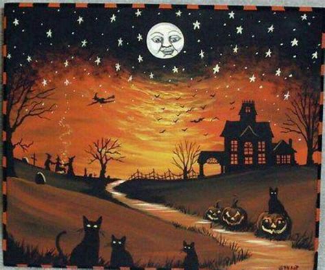 Pin by mary Leonard on Halloween scenes | Halloween painting, Halloween ...