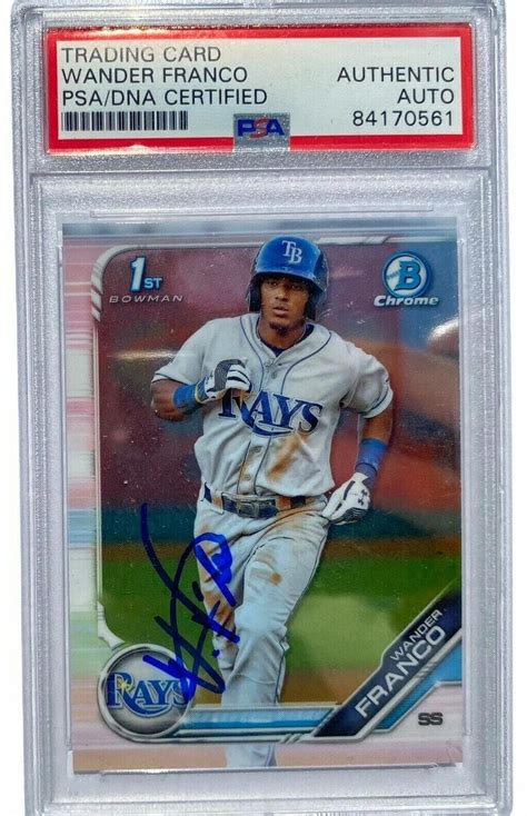 WANDER FRANCO SIGNED 2019 BOWMAN 1ST CHROME ROOKIE CARD RAYS AUTO PSA/DNA ! | Autographia