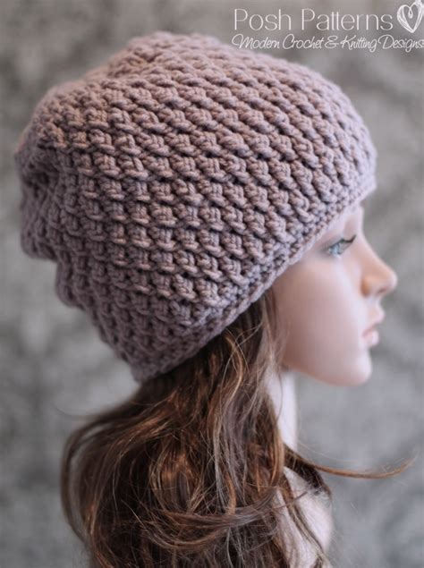 Slouchy Hat Crochet Pattern - Faux Cable Beanie