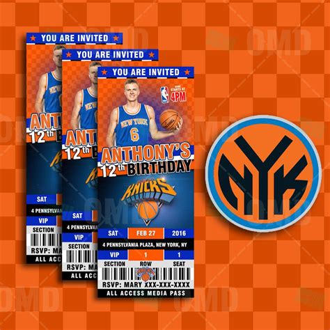 New York Knicks Sports Ticket Style Party Invite - 2.5x6" | Sports themed party, Sports party ...